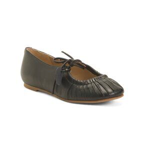 JELAVU Black Leather Ellie Flats
